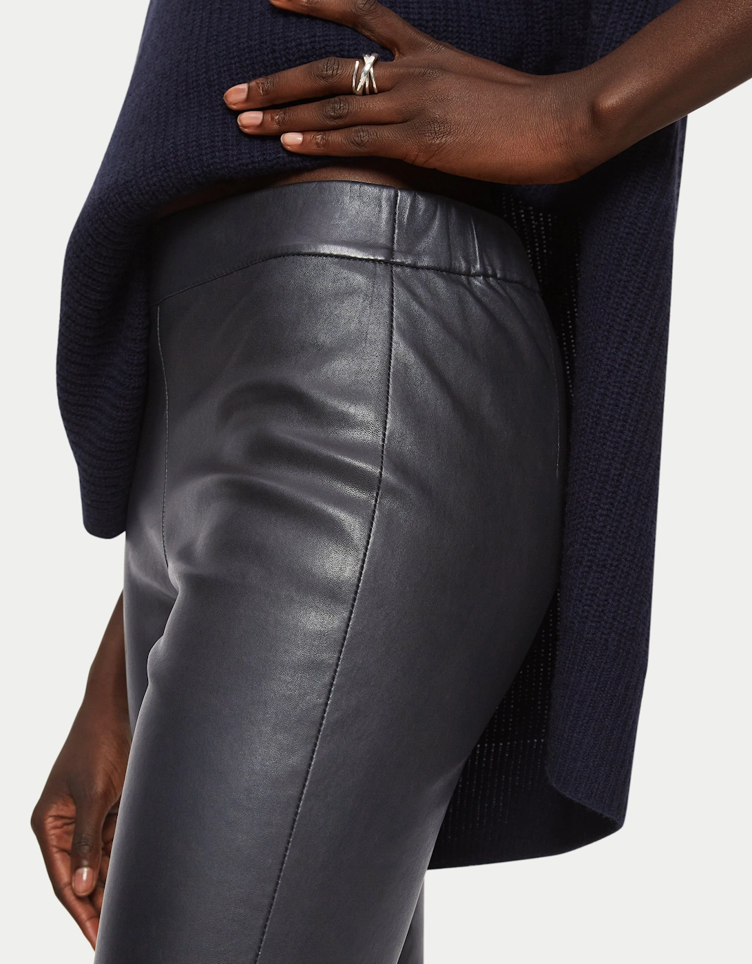 Stretch Leather Legging | Black