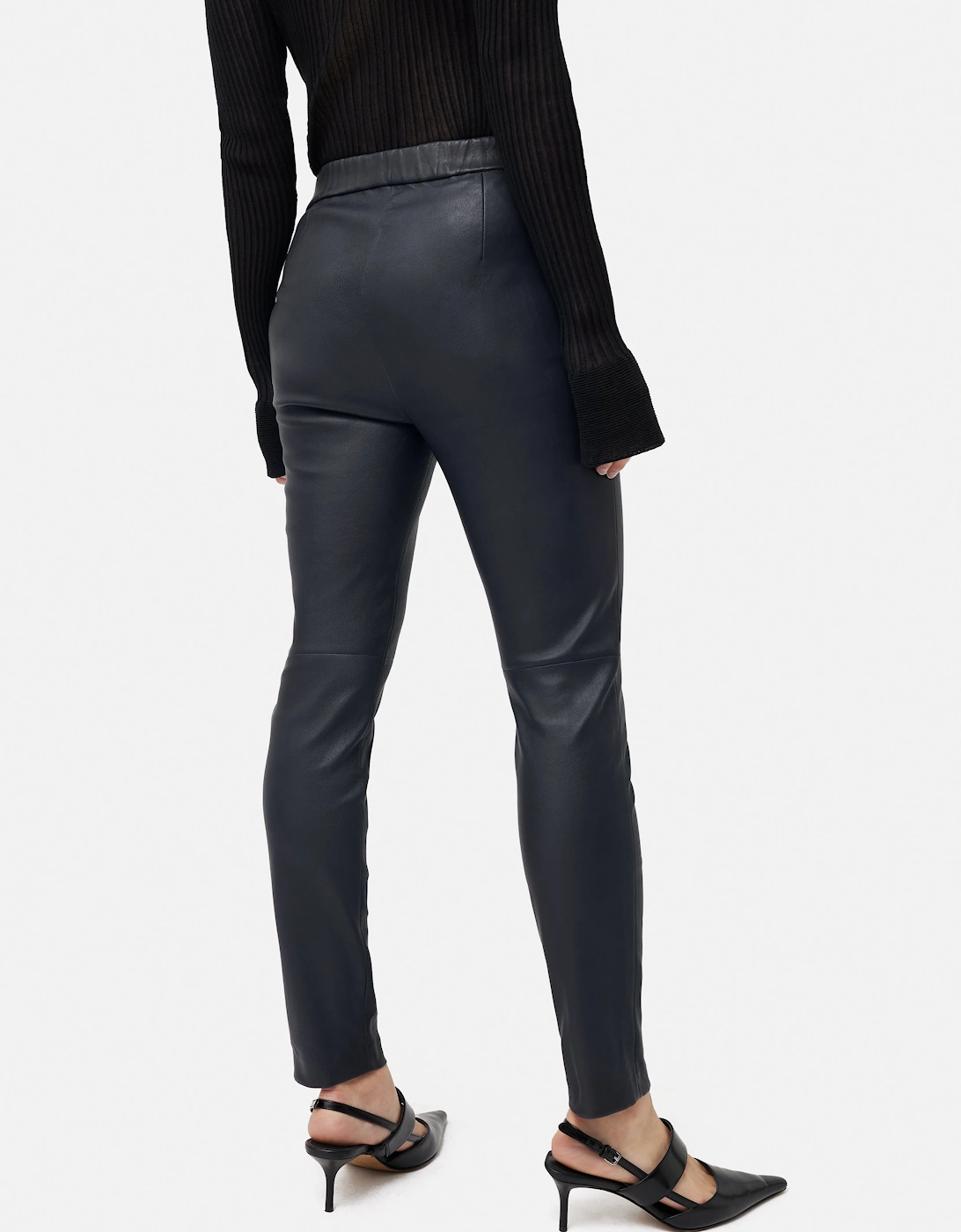 Stretch Leather Legging | Navy