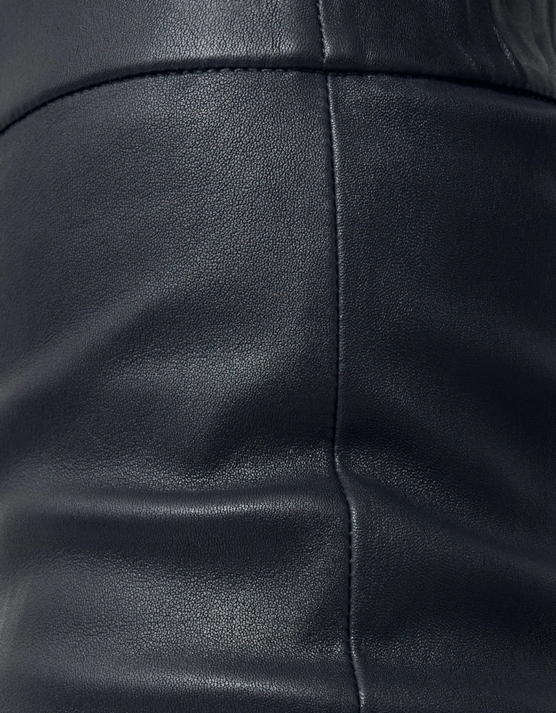 Stretch Leather Legging | Navy