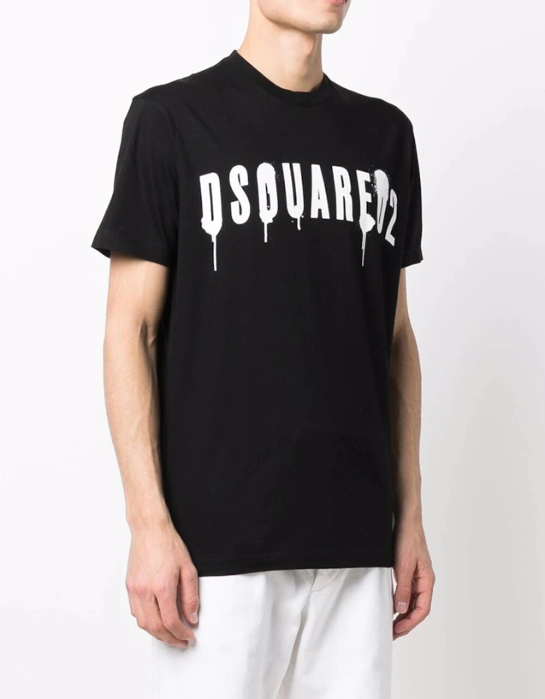 Graffiti-print Paint Cotton T-shirt in Black