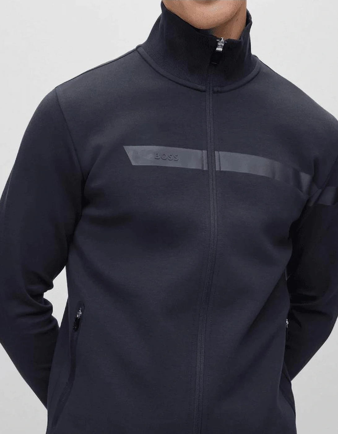 Skaz Funnel Neck Zip Up Navy Sweatshirt