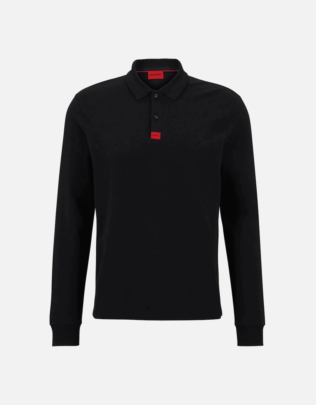 Deresolo Cotton Slim Fit Long Sleeve Black Polo Shirt, 4 of 3