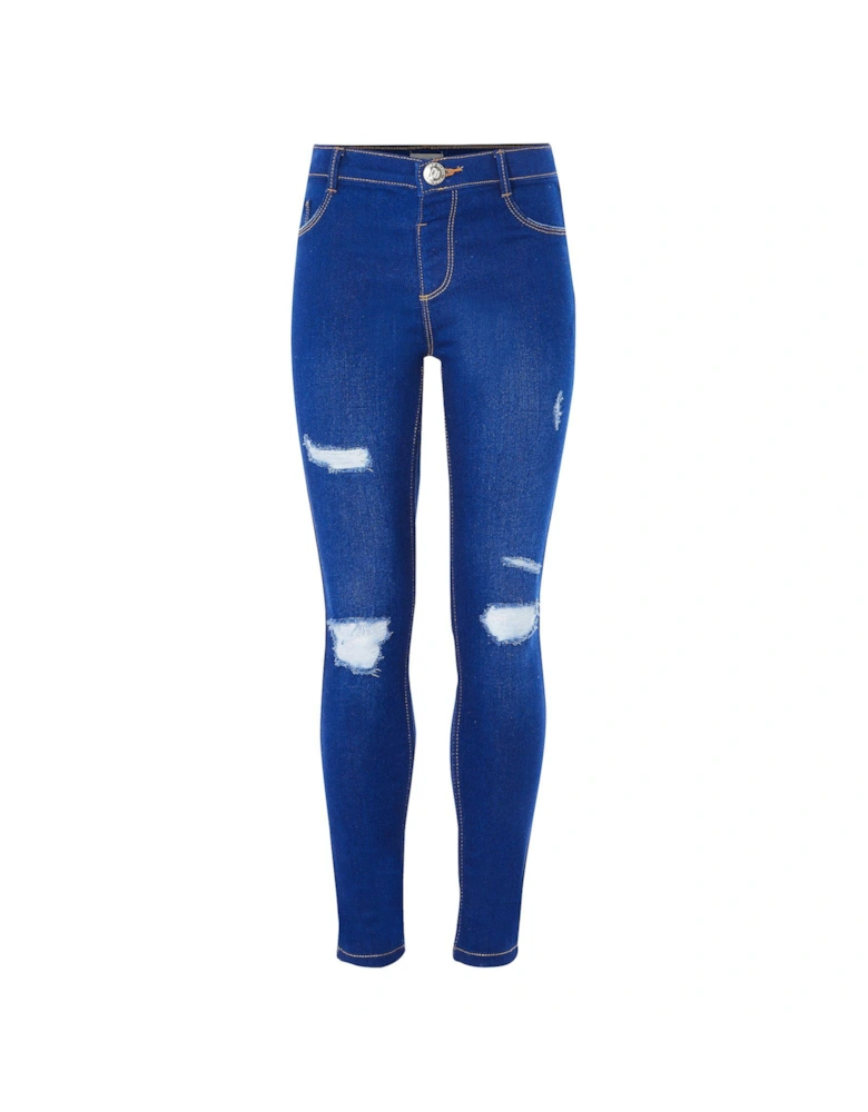 Girls Ripped Molly Skinny Jeans - Blue