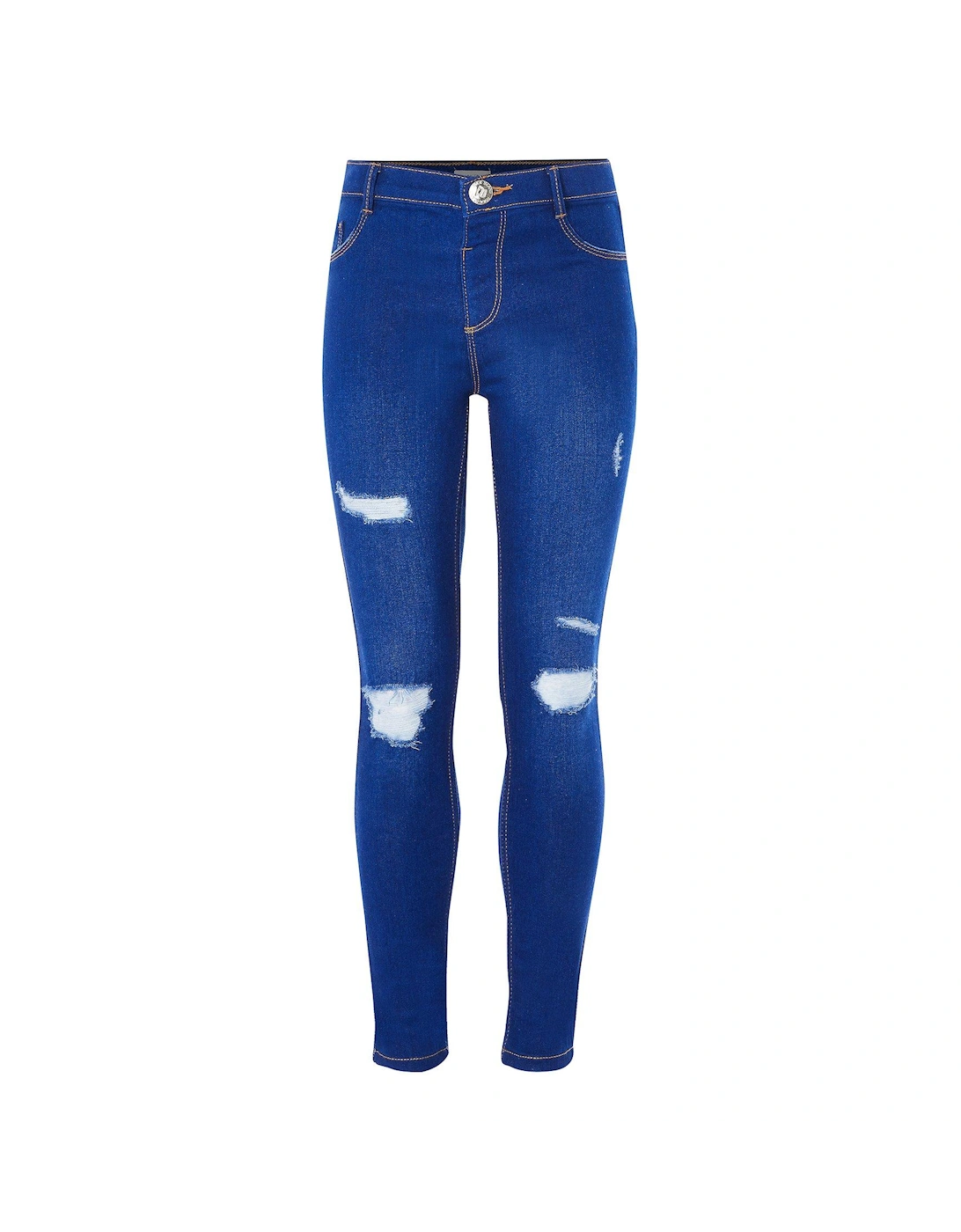 Girls Ripped Molly Skinny Jeans - Blue, 4 of 3