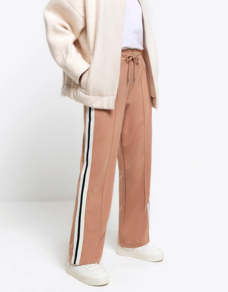 Wide Leg Stripe Jogger - Dark Beige