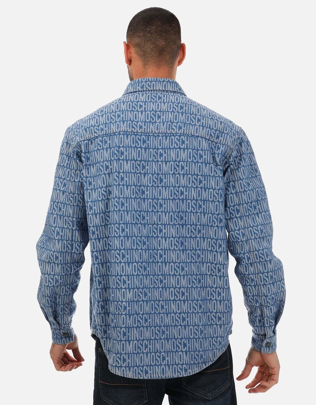 Mens All Over Logo Jacquard Denim Shirt