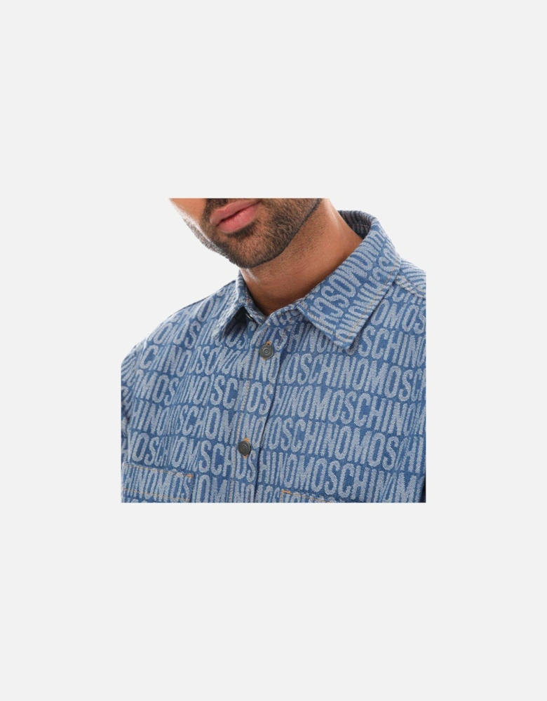 Mens All Over Logo Jacquard Denim Shirt