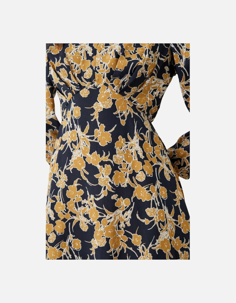 Womens/Ladies Floral Ruched Midi Dress