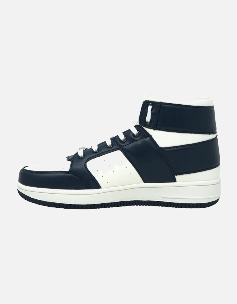 Plein Sport Hi-Top Bold Brand White and Navy Sneakers