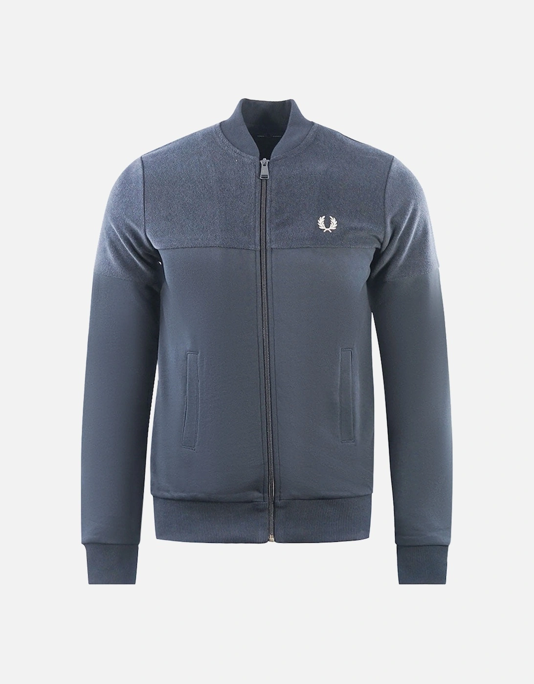 Towelling Panel Navy Blue Track Jacket, 3 of 2