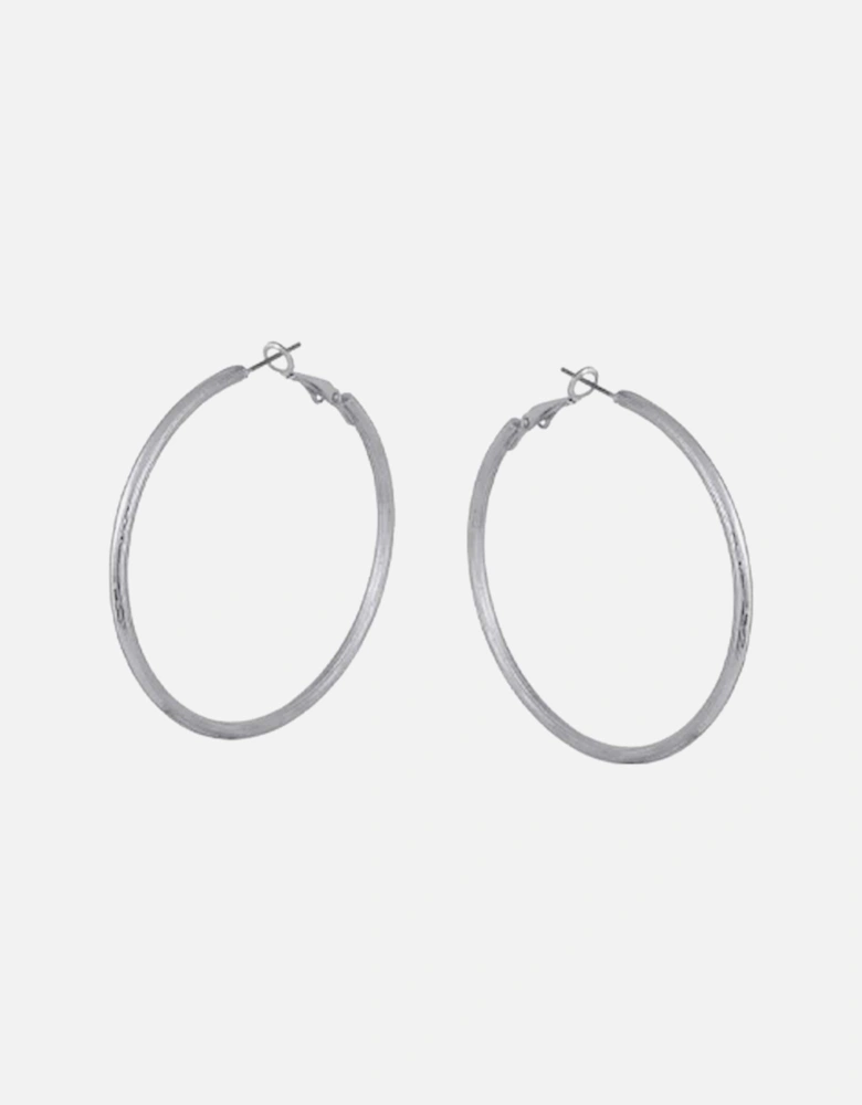 Anthonia Halo Statement Plated Hoop Earrings Silver