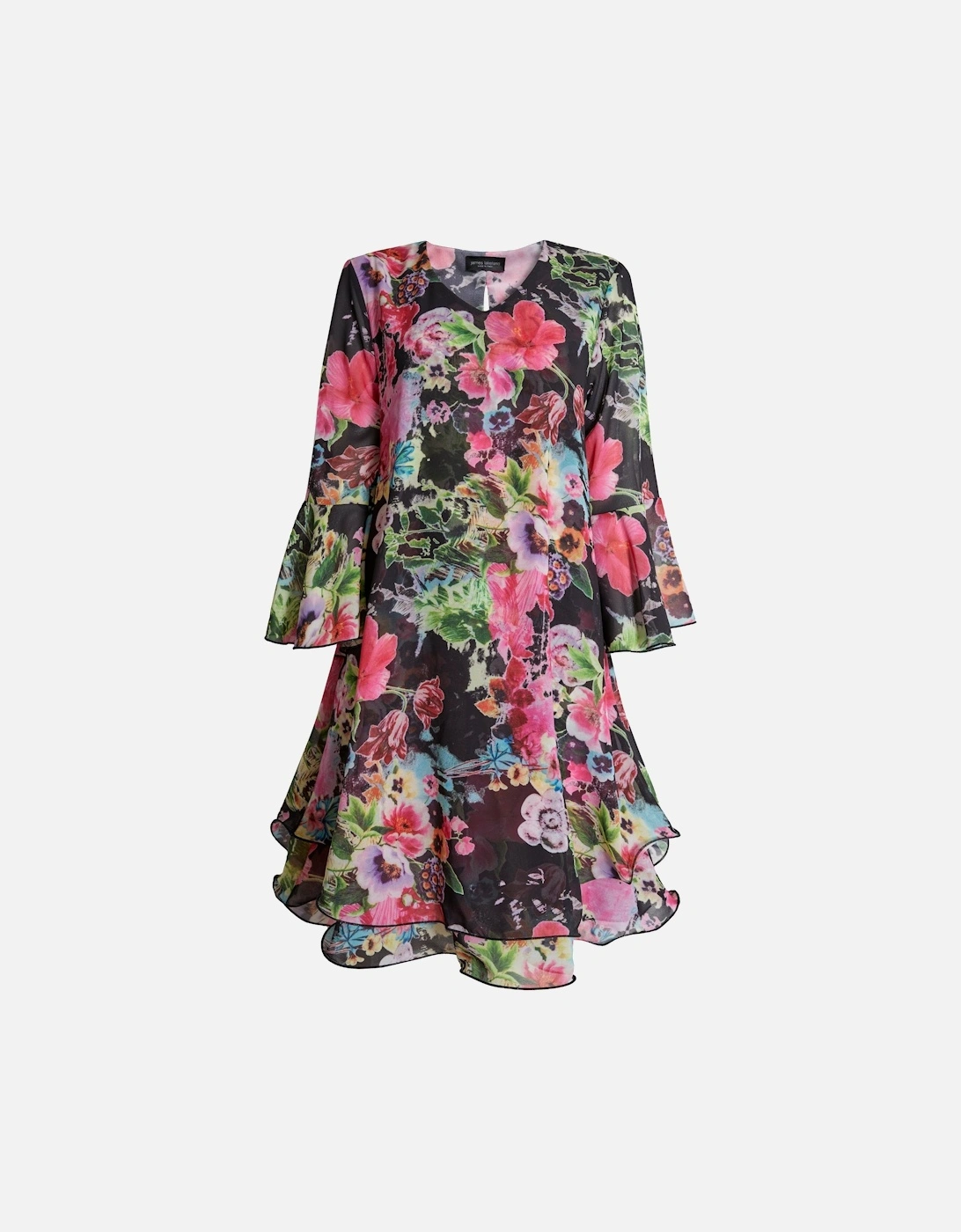 Flower Print Wave Hem Dress