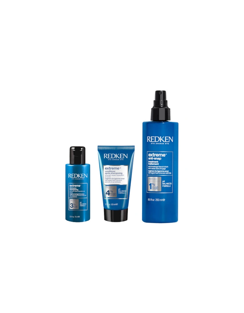 Extreme Shampoo 75ml, Conditioner 50ml and Anti-Snap Anti-Breakage Spray 250ml Bundle for Damaged Hair (Worth £35.41)