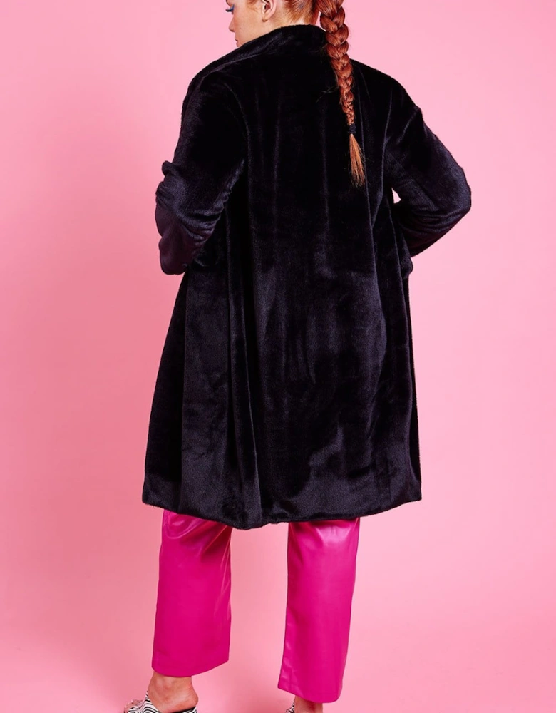 Black Faux Fur Oversized Coat