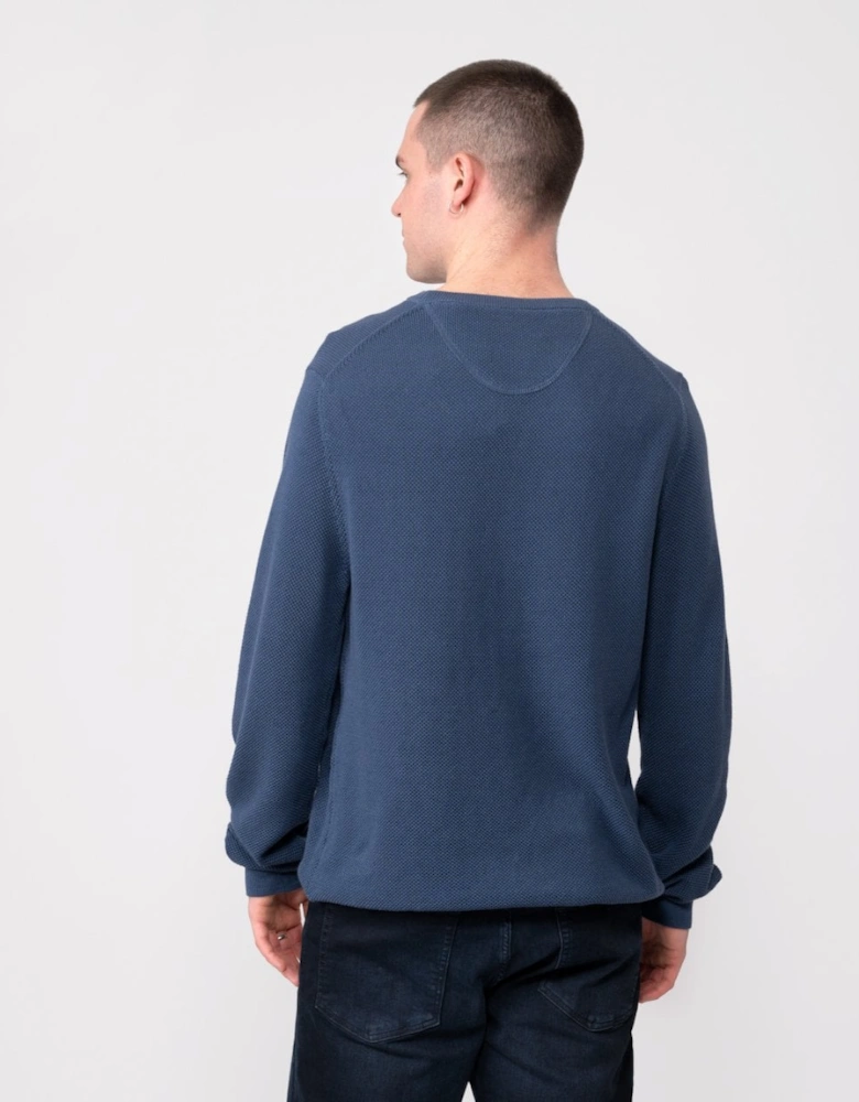 Mens Cotton Pique Crew Neck Jumper