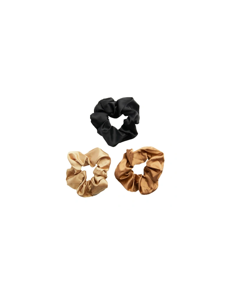 3 Pack Satin Wide Scrunchie - Black/Blush/Nude