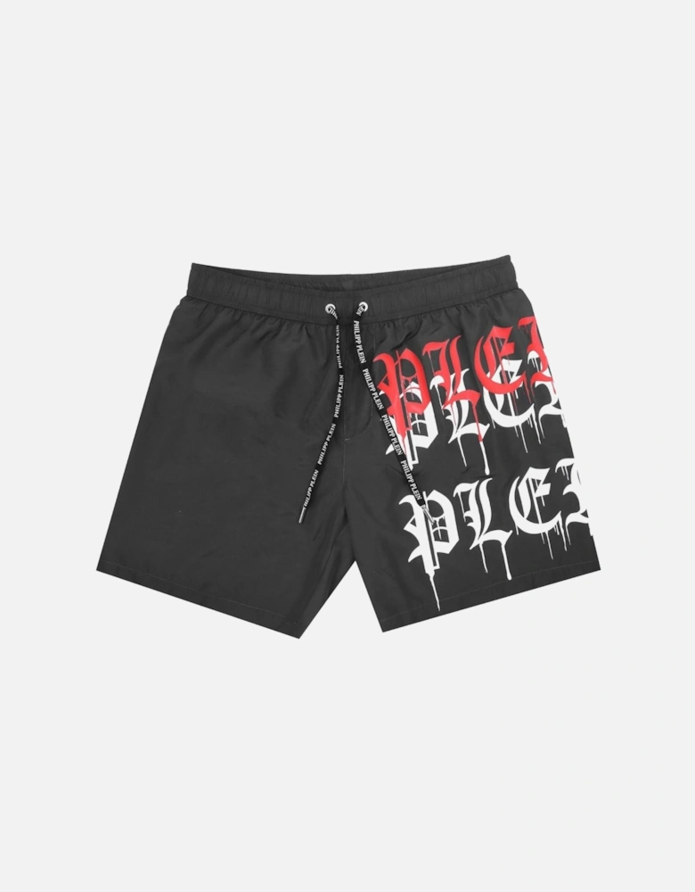 Melting Logos Black Swim Shorts