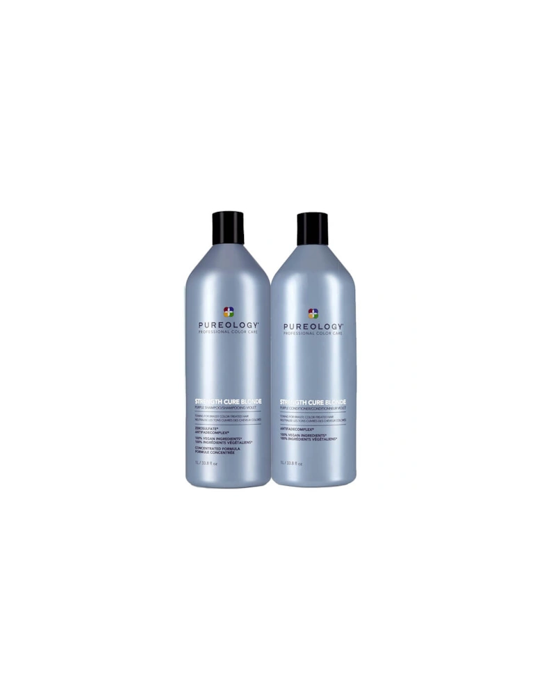 Strength Cure Blonde Shampoo and Conditioner Toning Routine For Brassy, Colour Treated Hair 1000ml