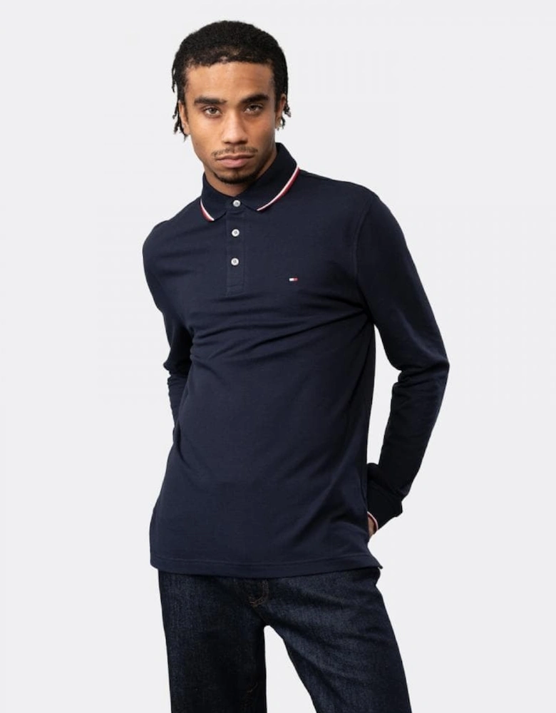 1985 RWB Tipped Long Sleeve Mens Slim Fit Polo