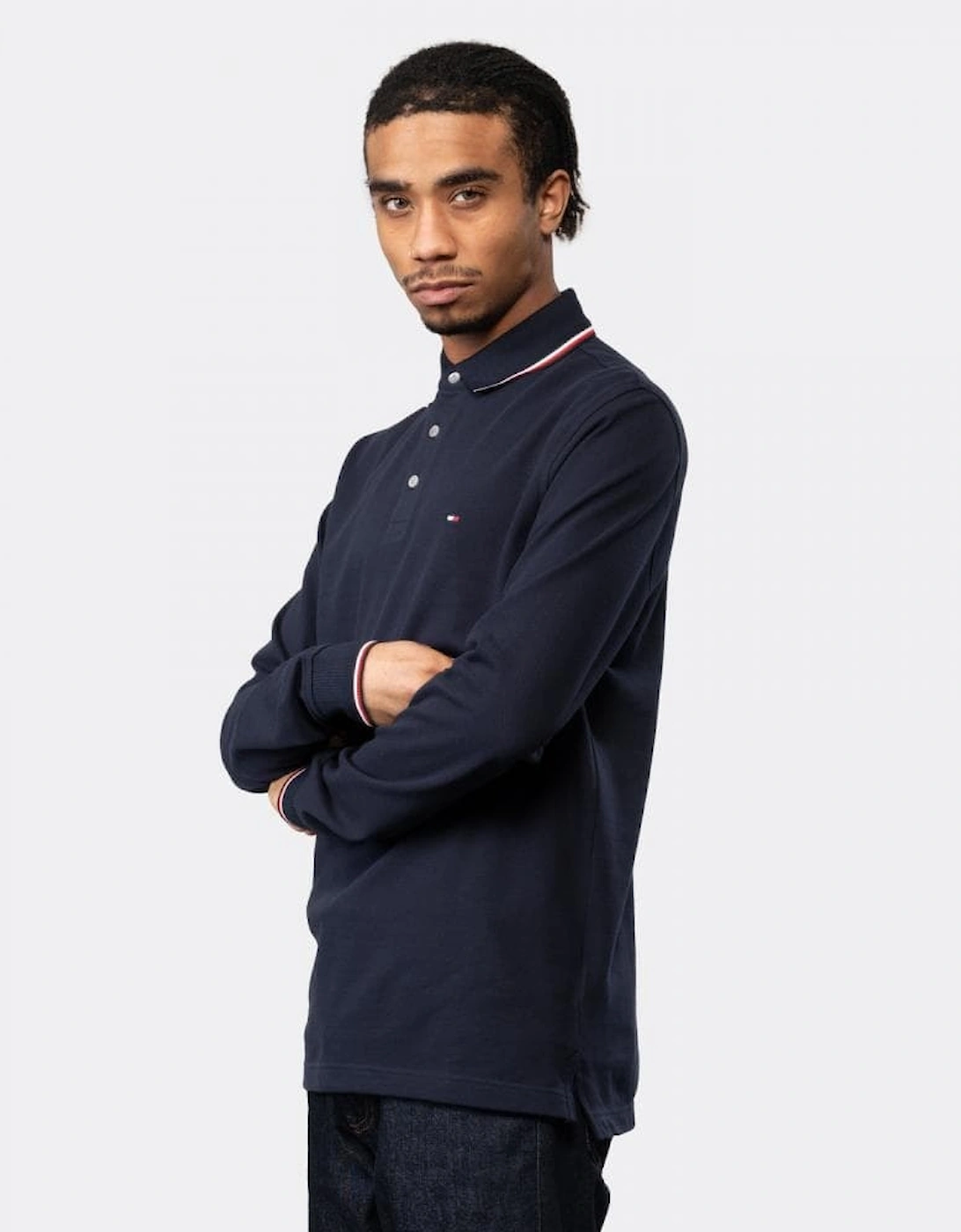 1985 RWB Tipped Long Sleeve Mens Slim Fit Polo