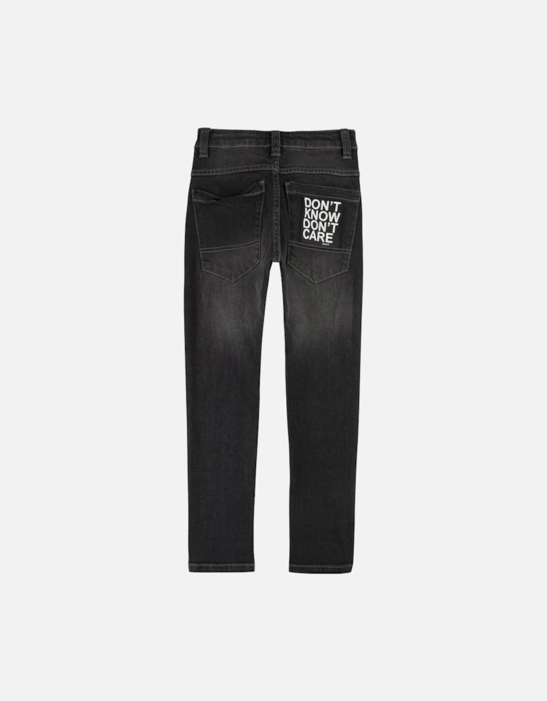 Boys Dark Grey Logo Jeans