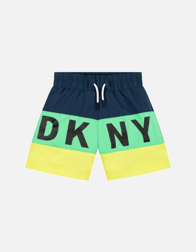 Boys Green Yellow Swim Shorts