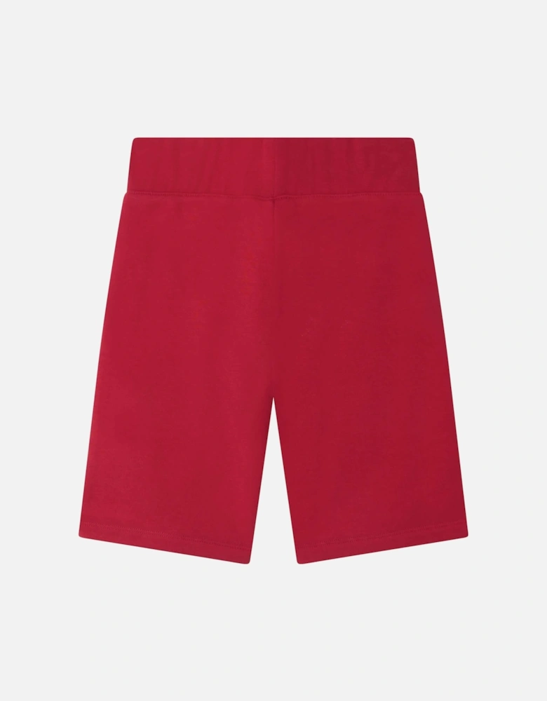 Boys Red Logo Print Shorts