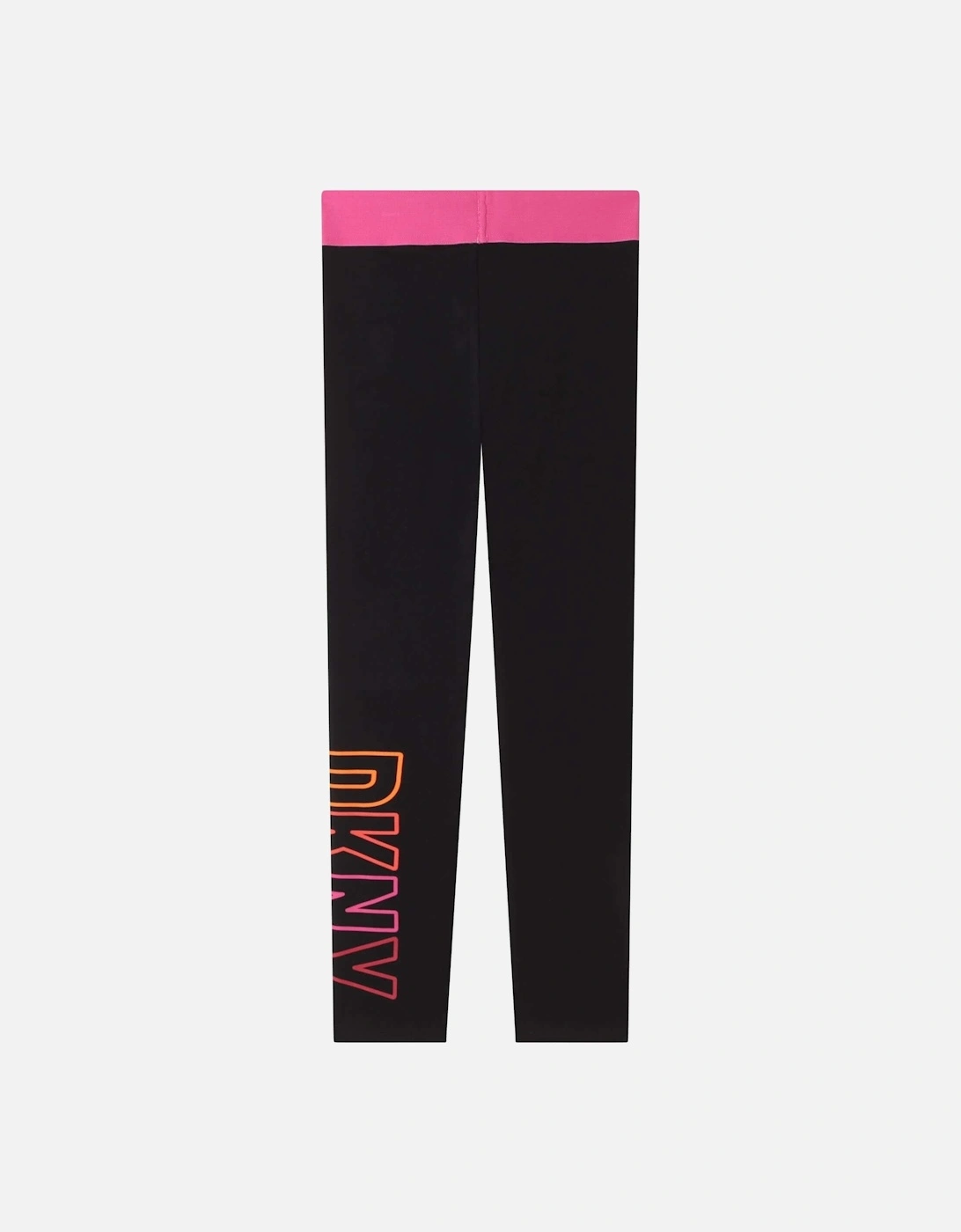 Girls Black Cotton Logo Leggings