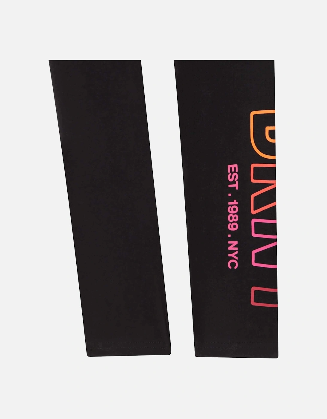 Girls Black Cotton Logo Leggings