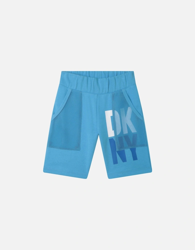 Boys Blue Cotton Logo Shorts