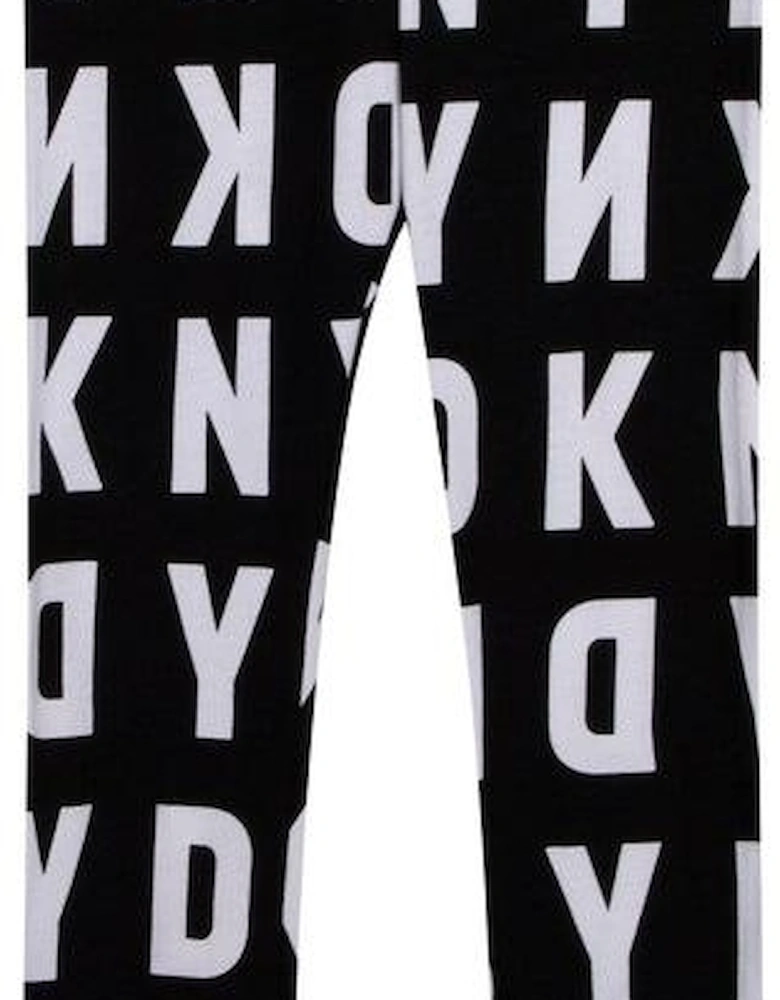 Girls Black Logo Mania Leggings