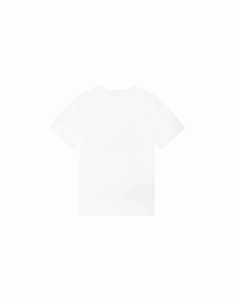 Boys White Cotton Logo T-shirt