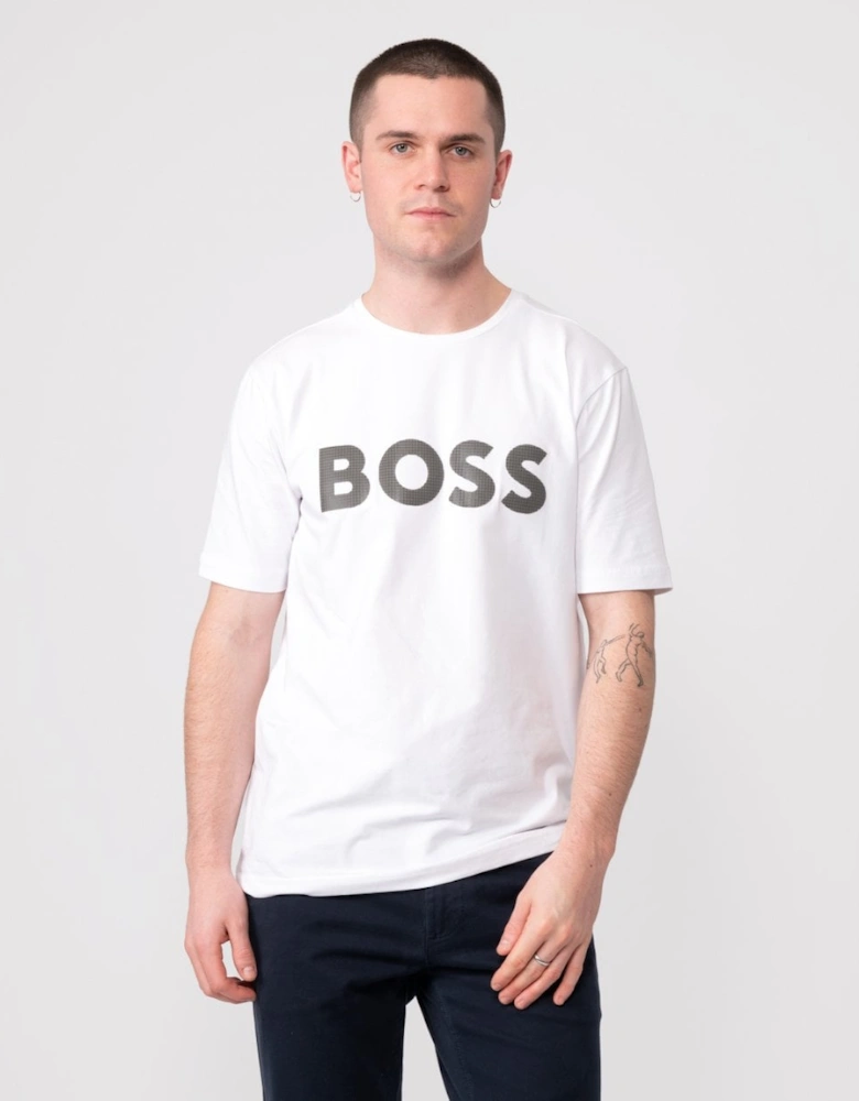 BOSS Green Tee 8 Large Metallic Logo Mens T-Shirt