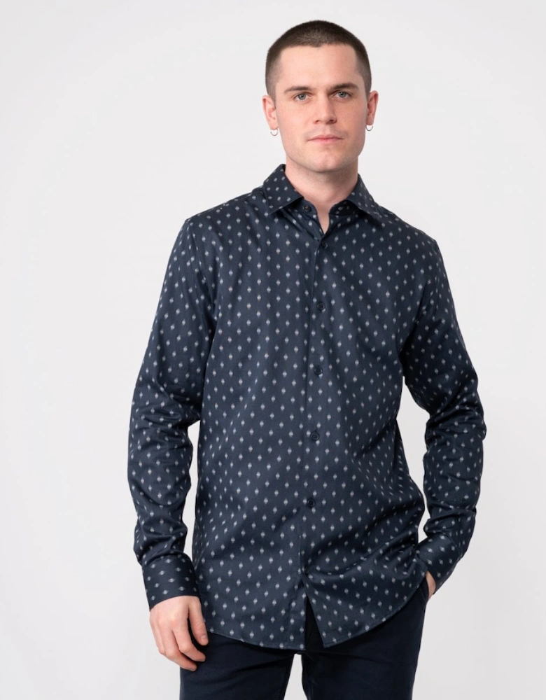 Ardea Mens Long Sleeve Geometric Print Shirt