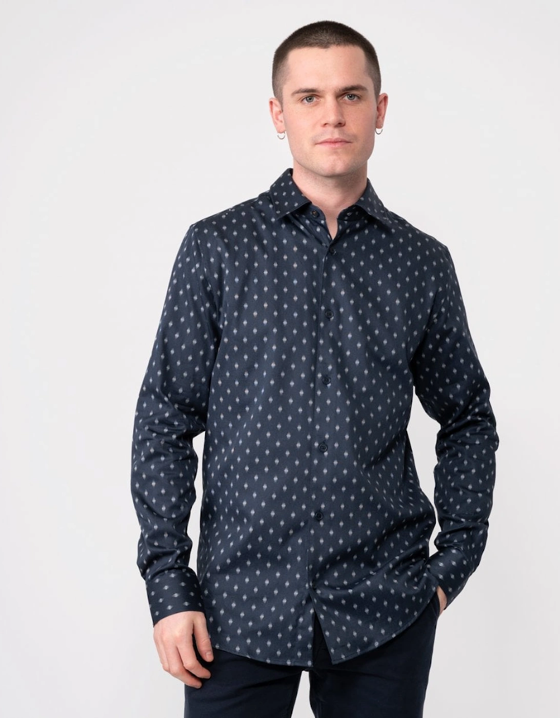 Ardea Mens Long Sleeve Geometric Print Shirt, 5 of 4