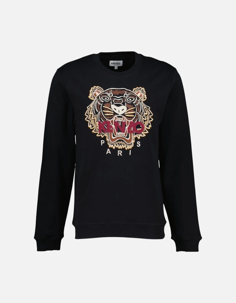 Tiger Embroidered Varsity Icon Black Jumper