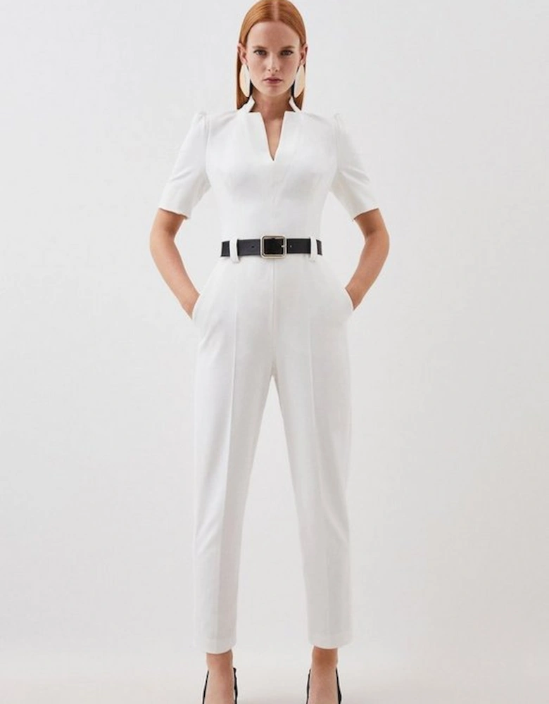 Structured Crepe Forever Belted Jumpsuit