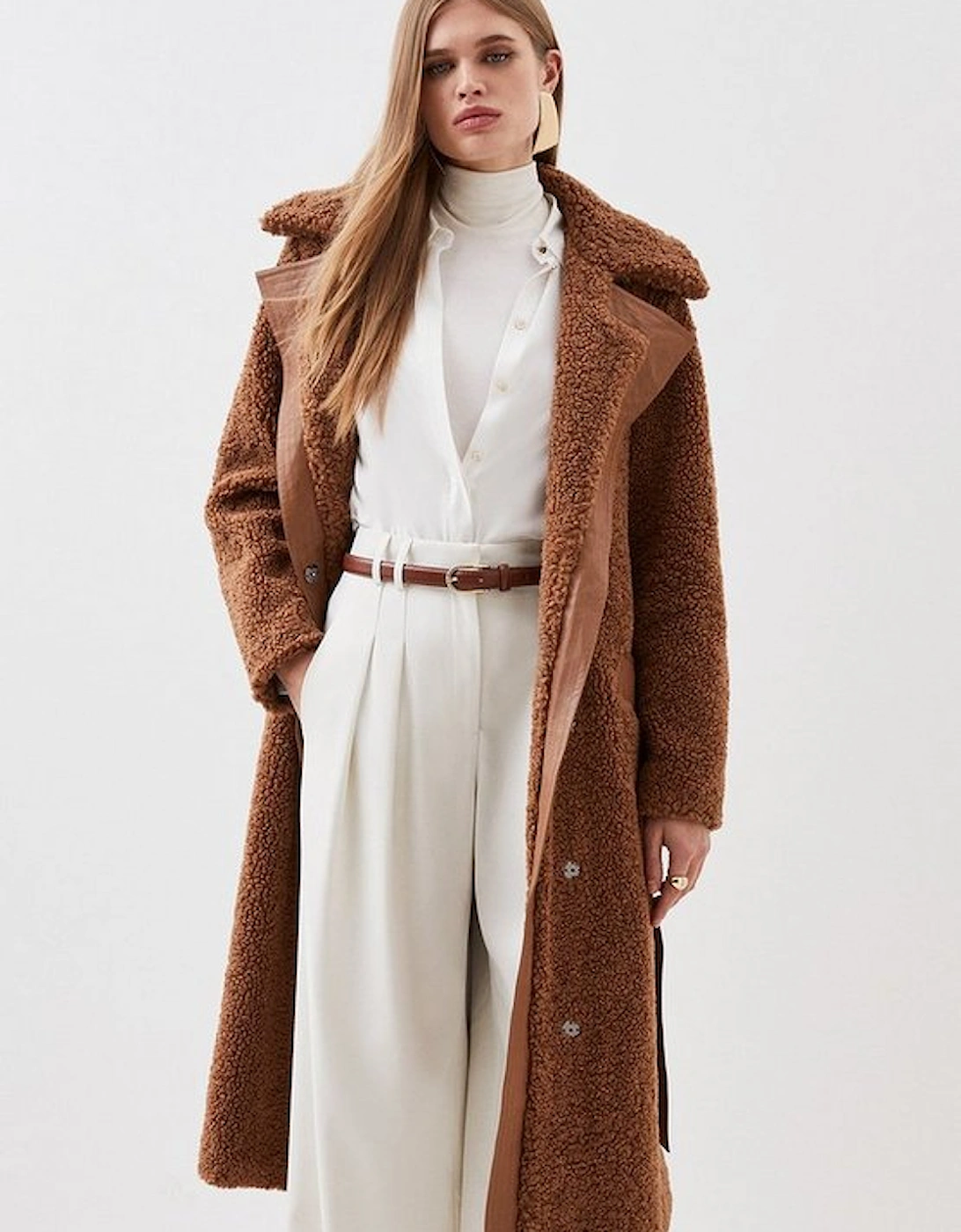 Collared Faux Fur Belted Coat, 5 of 4
