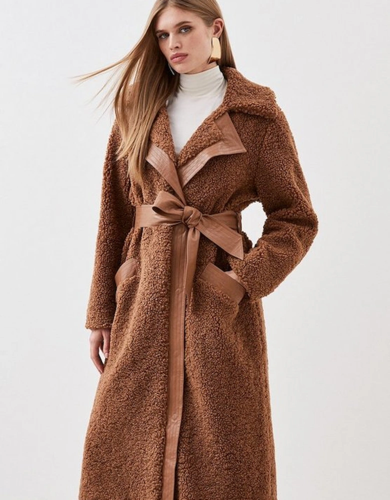 Collared Faux Fur Belted Coat