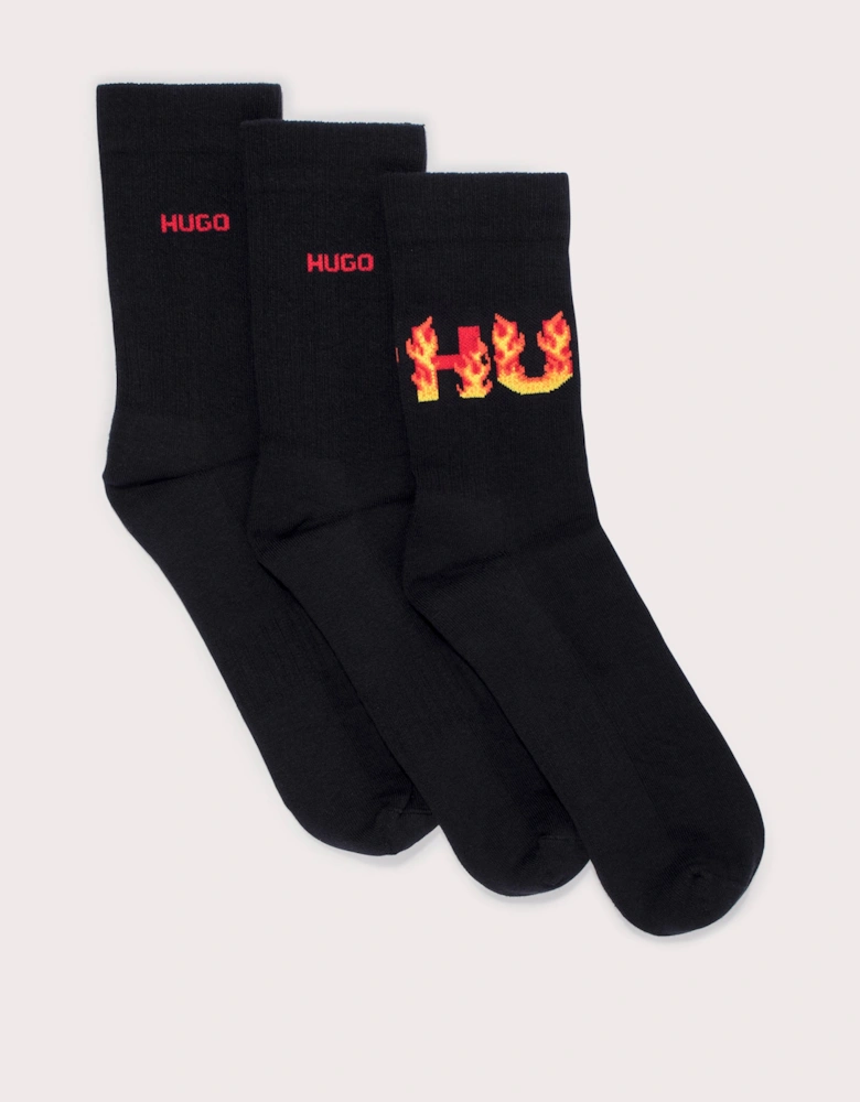 3Pack Rib Flame Socks