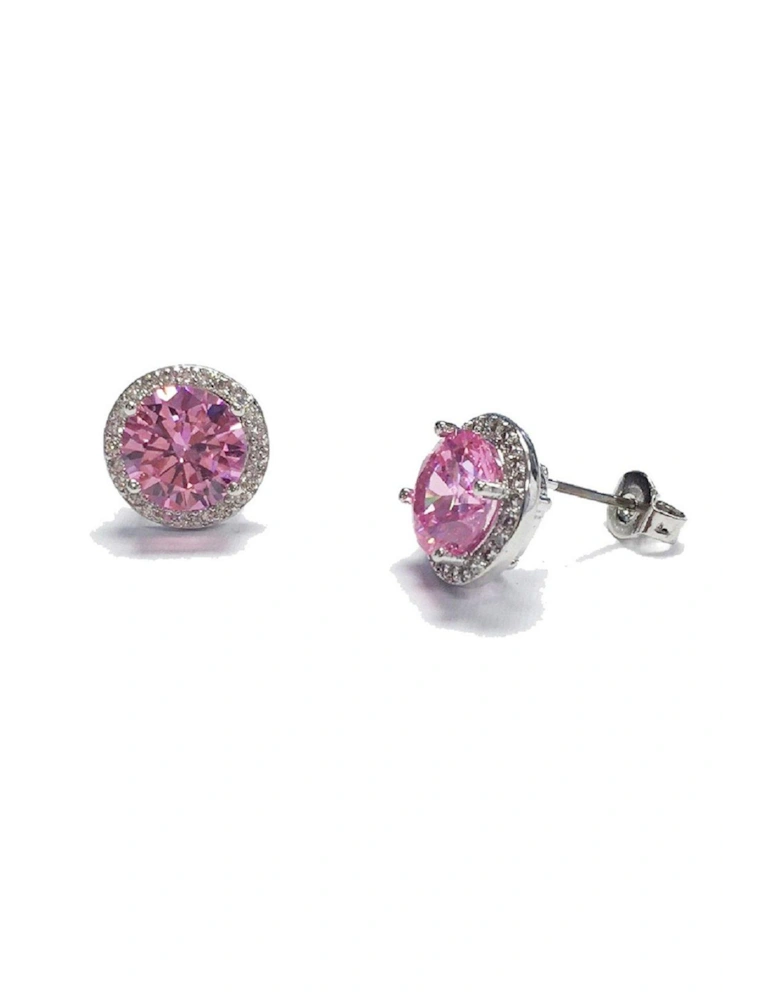 The Carat Collection - Pink Round Halo Earrings