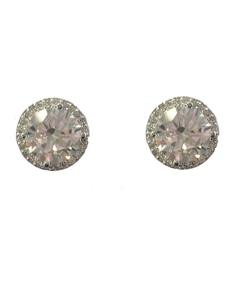 The Carat Collection - Clear Halo Solitaire Earrings