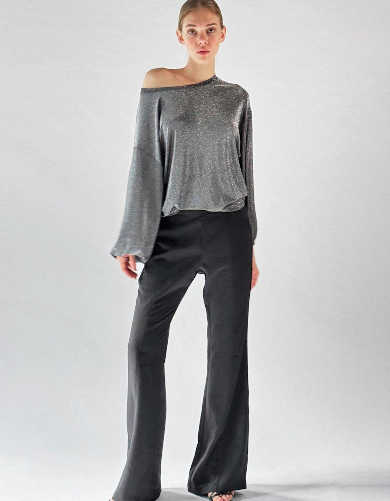 Off the shoulder Karla top in slinky metallic jersey - Grey