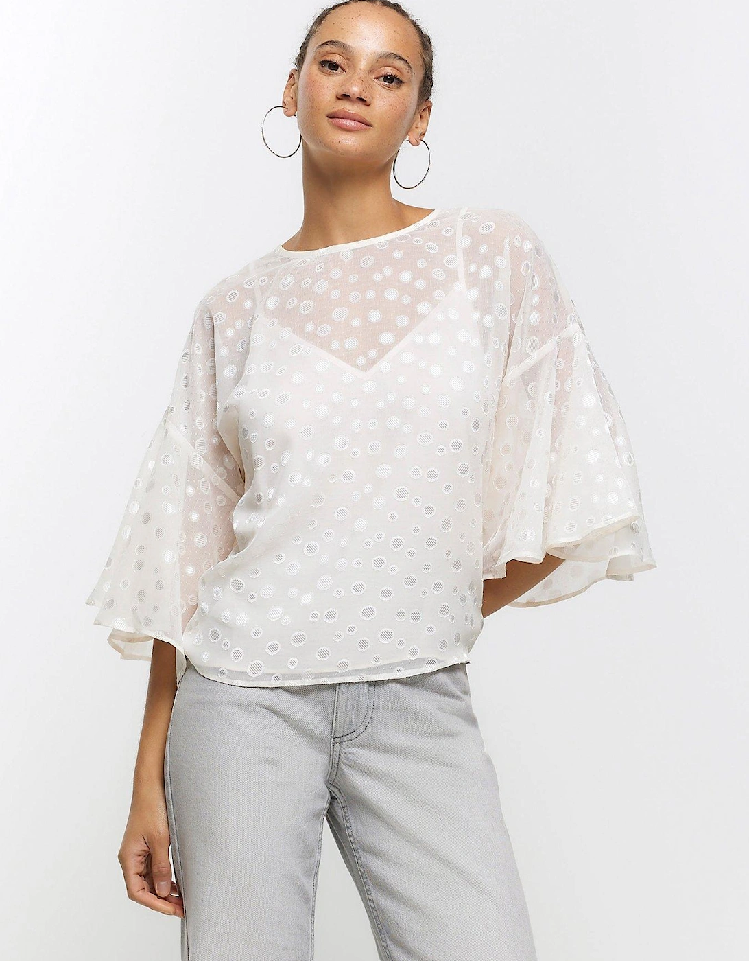 Frill Detail Blouse - Cream, 6 of 5