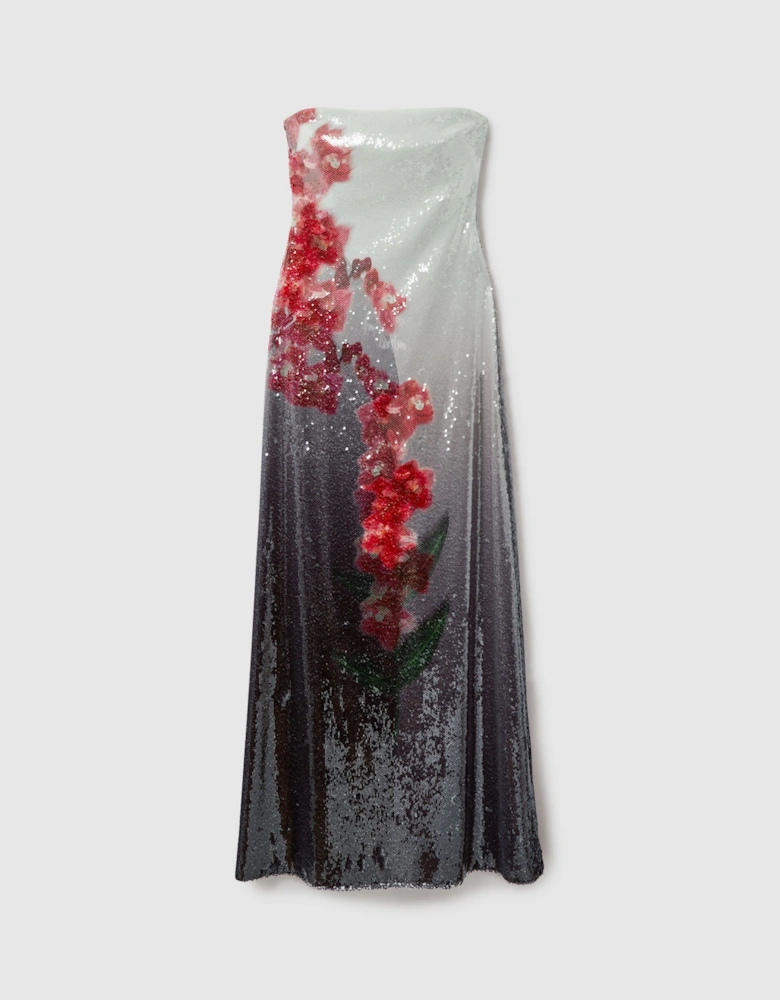 Halston Sequin Strapless Maxi Dress