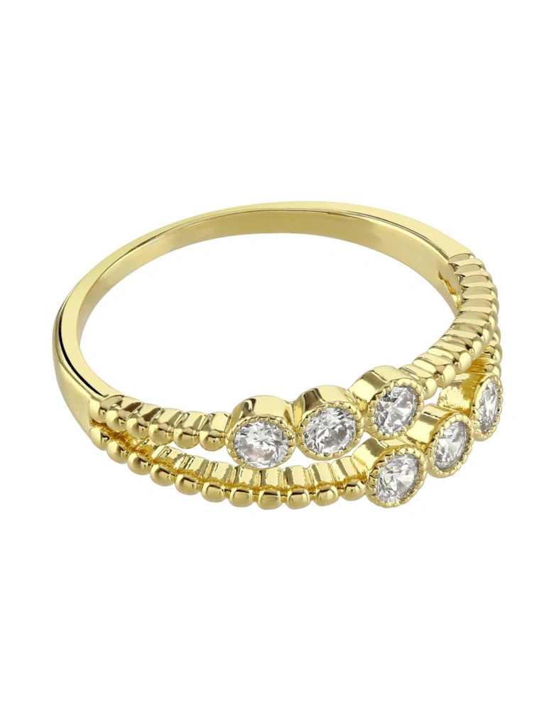 crystal double layred ring - gold