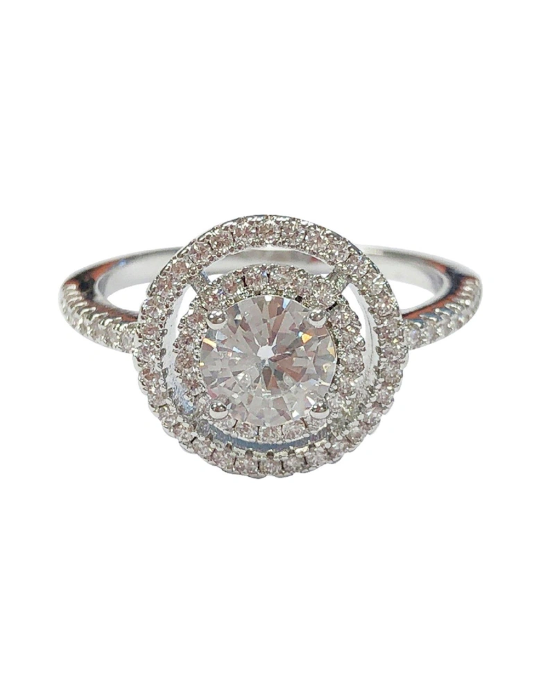 The Carat Collection - Clear Solitaire Double Halo Ring