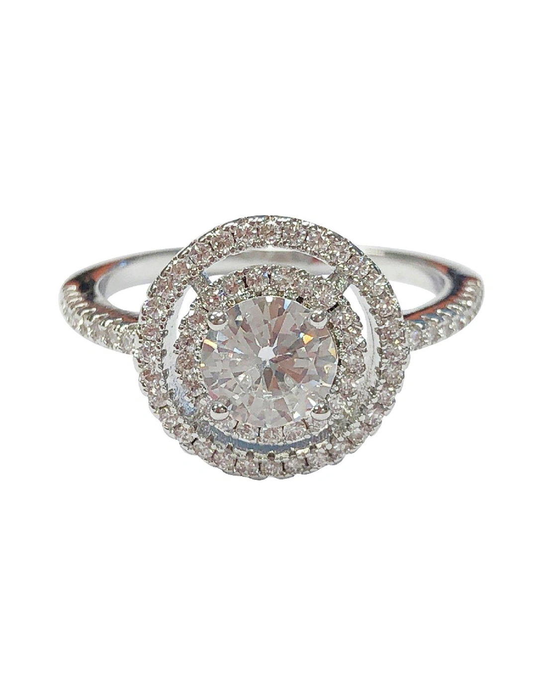 The Carat Collection - Clear Solitaire Double Halo Ring, 2 of 1