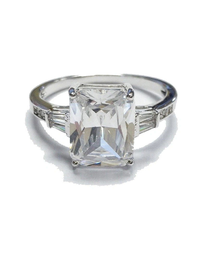 The Carat Collection - Clear Baguette With Tapered Baguette Shoulders Ring
