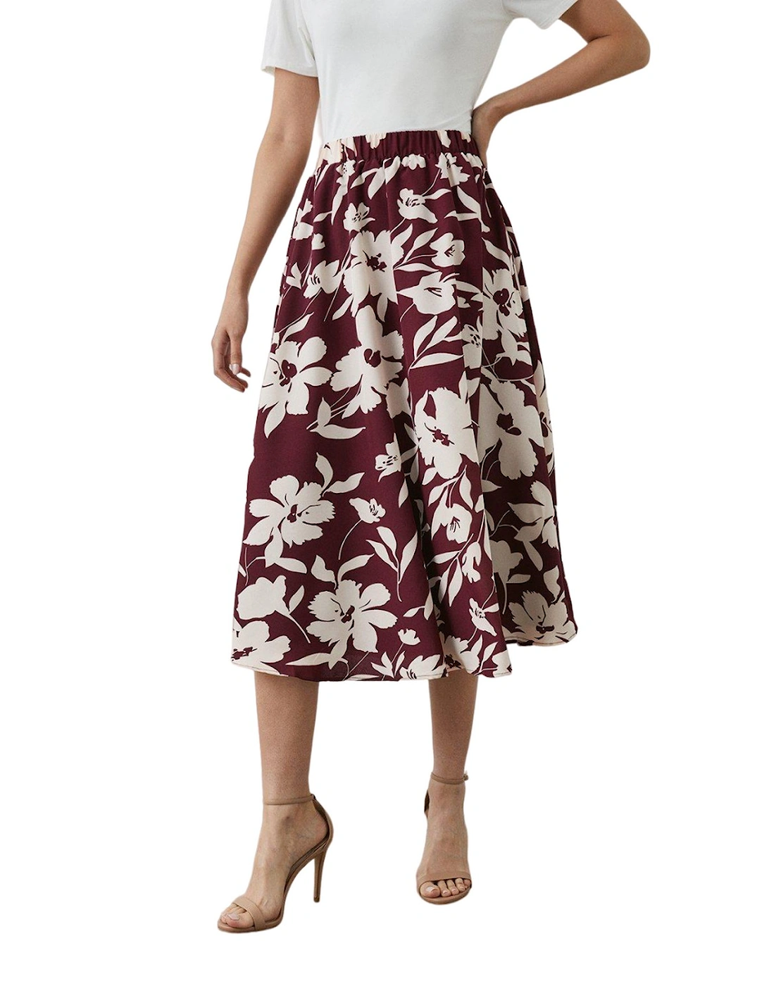 Womens/Ladies Floral Midi Skirt, 5 of 4